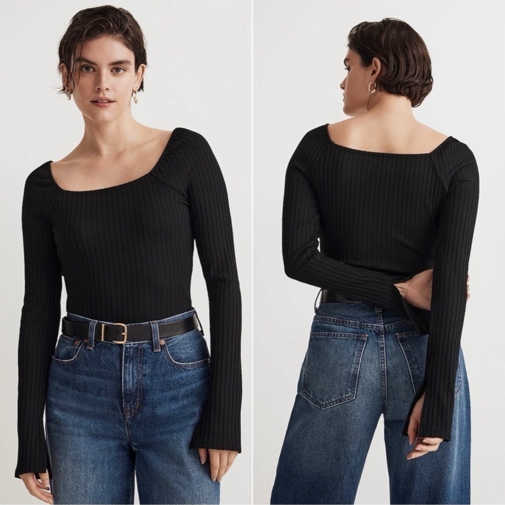 Madewell Ribbed Square Neck Longsleeve Tee